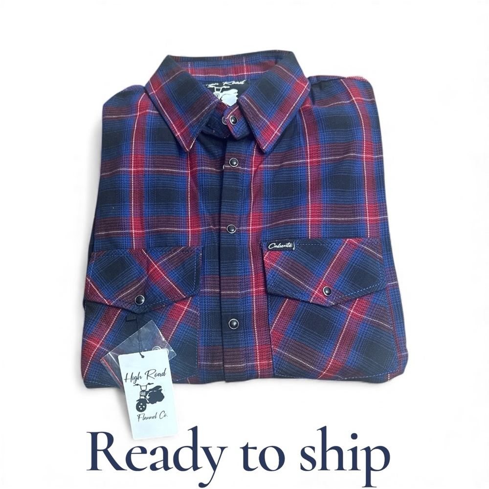 Men's Plaid Button Down Shirt -‎ Red and Blue